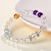 Natural White Crystal Amethyst Aquamarine Yellow Tower Crystal Bracelet - Purity & Energy